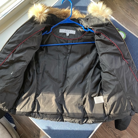 Laundry Black puffer jacket fur hood large - Picture 5 of 8